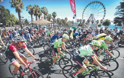  ??  ?? Hundreds take to Geelong’s waterfront for the Cadel Evans Great Ocean Road Race. Now bollards will be installed to protect them.