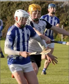  ??  ?? Pádraig Bailey about to be challenged by Andy Dunphy.