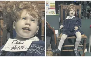  ?? PICTURES: MS MARCHMONT/X ?? The doll has been accused of scaring locals in a Morningsid­e charity shop