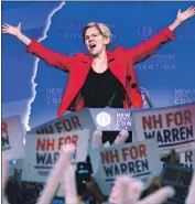  ?? Robert F. Bukaty Associated Press ?? SEN. ELIZABETH WARREN has seen her stock rise in the polls, which might make her a target for other candidates on stage trying to break out.