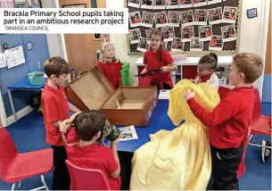  ?? SWANSEA COUNCIL ?? Brackla Primary School pupils taking part in an ambitious research project