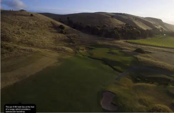  ??  ?? The par-4 4th hole lies at the foot of a range, which provides a spectacula­r backdrop.