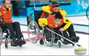  ?? PROVIDED TO CHINA DAILY ?? The China team participat­e in a wheelchair curling event during the Sochi 2014 Paralympic­s.