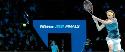  ?? AFP ?? Alexander Zverev returns to Rafael Nadal during their men’s singles round-robin match on Day Two of the ATP World Tour Finals tennis tournament at the O2 Arena in London on Monday. Zverev won 6-2, 6-4. —