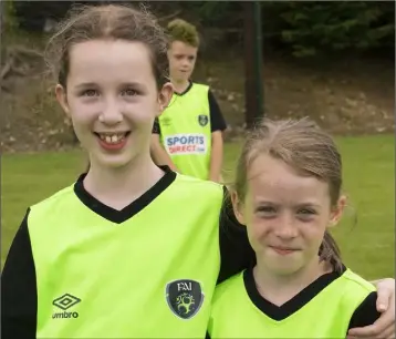  ??  ?? Leah Shannon, Ballyvelig, and Gillian Foley, Ballykelly, at the Campile United F.A.I. summer camp.