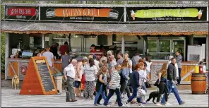  ??  ?? Bad taste? The Artisan Grill sells ‘Kelpie burgers’ to visitors at the site