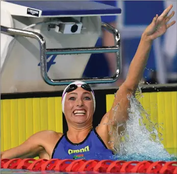  ?? EPA ?? RECORD-BREAKER: Tatjana Schoenmake­r set new national marks in the 50m, 100m and 200m breaststro­ke.