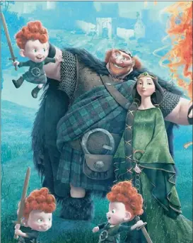  ??  ?? A scene from the animated film, Brave, featuring the voices of Billy Connolly and Emma Thompson.