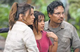  ?? Vince Valitutti / Paramount Pictures ?? “Dora and the Lost City of Gold” features a host of Latino stars, including Eva Longoria, left, and Michael Peña, alongside Moner.