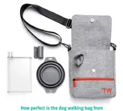  ?? ?? How perfect is the dog walking bag from Travel Wags? Tastefully stylish in its minimal design, the bag comes with every dog walking convenienc­e you could ask for. Equipped with a flat water bottle, collapsibl­e bowl, poop bags at the ready, and pockets for all of your necessitie­s (phone, keys, dog treats), this handy bag is a dog walker’s dream! $95, travelwags.com