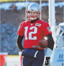  ?? STAFF PHOTO By mATT WEST ?? FEELING BETTER: Tom Brady practiced yesterday and was not listed on the injury report as the Patriots prepare to host the Bills on Sunday at Gillette Stadium.