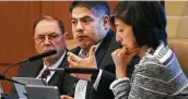  ?? Kin Man Hui / Staff file photo ?? District 8 Councilman Manny Peláez, center, brings up domestic violence in January 2020.