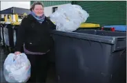  ??  ?? Debbie Murray recycling plastic at the Mallow Centre.