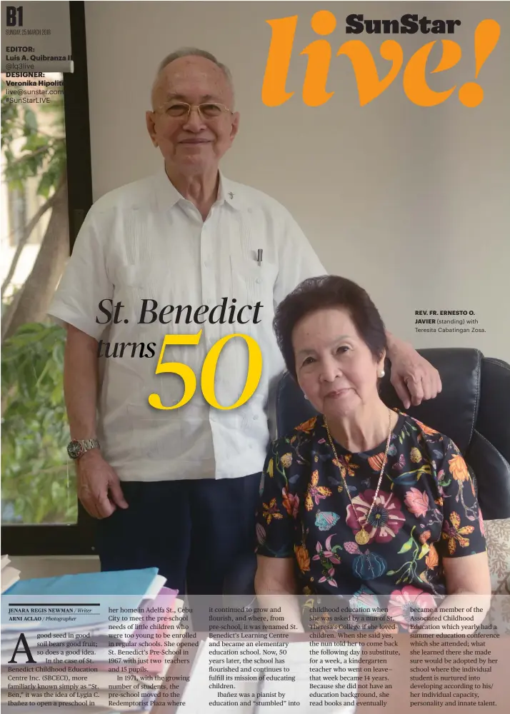  ??  ?? REV. FR. ERNESTO O. JAVIER (standing) with Teresita Cabatingan Zosa.