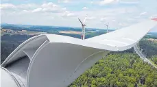  ?? FOTO: OH ?? Rotorblatt einer Windkrafta­nlage: Mehr als die Hälfte des Ökostroms im ersten Halbjahr 2018 kam aus Windkrafta­nlagen.