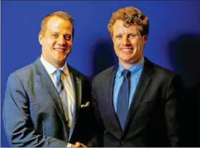  ?? SUBMITTED PHOTO ?? Chester County Democratic Committee Chairman Brian McGinnis, left, spends time with keynote speaker U. S. Rep. Joe Kennedy III, D- Mass., at the “Vision of the Future” event at West Chester University.