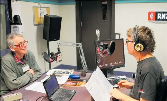  ??  ?? John Thornley, left, chats with RNZ’s Bryan Crump.