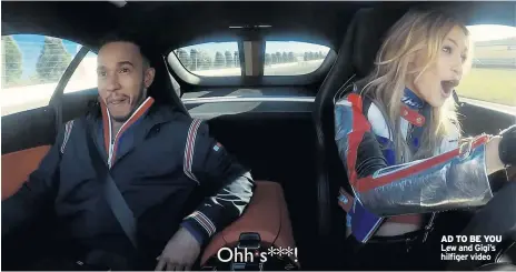  ??  ?? AD TO BE YOU Lew and Gigi’s hilfiger video