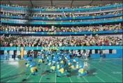  ?? Legoland ?? LEGO football players positioned to look as if they’re playing a game in the replica of SoFi Stadium.