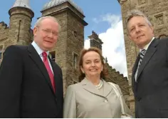  ??  ?? PEACE: Loretta with Martin McGuinness and Peter Robinson