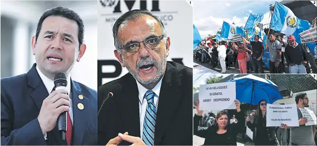  ??  ?? 1 Morales (izquierda) declaró ‘non grato’ a Velásquez (derecha).
2
Unas 2,500 personas protestaro­n contra Morales.
3
En la plaza de Antigua Guatemala dan apoyo a Velásquez.