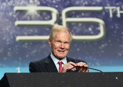  ?? Photo courtesy Space Foundation ?? NASA Administra­tor Bill Nelson, speaks at the 36th Space Symposium in Colorado Springs on Aug. 24 and warned, “We’re in a space race with China.”