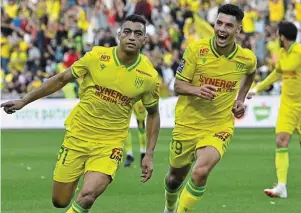  ?? | PHOTO : JÉRÔME FOUQUET/OUEST-FRANCE. ?? Mostafa Mohamed et Matthis Abline avaient mis le FC Nantes sur de bons rails pour leur première apparition commune.