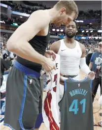  ?? AP FOTO ?? LAST DANCE. Dirk Nowitzki and Dwyane Wade will be in the All-Star Game thanks to a special invitation by NBA commission­er Adam Silver.