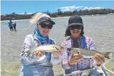  ?? Picture: SUPPLIED ?? Keen fisherman Jacki and Jocelyn got a feed of big whiting fishing the Broadwater sandbanks on Monday.