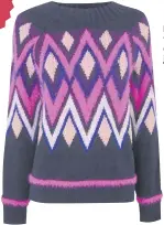  ??  ?? Multicolou­red fair isle print eyelash jumper, £40