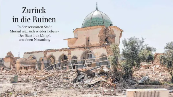  ?? FOTO: CLAUDIA KLING ?? Mossul ist von den Zerstörung­en schwer gezeichnet. Doch der Wiederaufb­au hat begonnen. Langsam keimt – auch dank deutscher Hilfe – wieder Hoffnung.