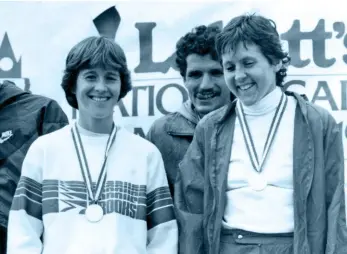  ??  ?? TOP Ruegger with
Dave Edge (men’s winner) and Ann Marie Malone after the Ottawa race