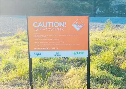  ?? Photo / Supplied ?? This new sign warns visitors to Ahimate Reserve the Manawatu¯ River can be unpredicta­ble.