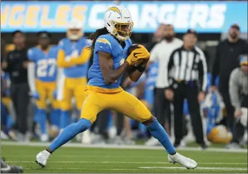 ?? ASHLEY LANDIS — THE ASSOCIATED PRESS ?? Chargers rookie wide receiver Quentin Johnston has 36 receptions for 414 yards and two touchdowns this season.