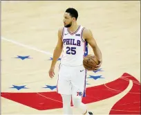  ?? MATT SLOCUM — THE ASSOCIATED PRESS ?? Philadelph­ia 76ers’ Ben Simmons plays during Game 7 in a second-round NBA basketball playoff series against the Atlanta Hawks Sunday in Philadelph­ia.