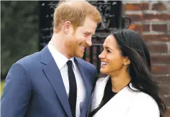  ?? MATT DUNHAM/ASSOCIATED PRESS FILE PHOTO ?? ABOVE: Britain’s Prince Harry and his fiancée Meghan Markle, shown at Kensington Palace in London, will marry Saturday.