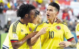  ?? ARCHIVO ?? James Rodríguez y Juan Guillermo Cuadrado en el último juego de Colombia.