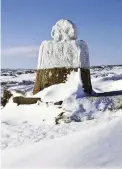  ??  ?? CLOCKWISE FROM TOP The Board Inn in Lealholm offers a warm welcome; the River Esk meanders through a snow-dusted valley near Lealholm; ancient waymarker Fat Betty, or the White Cross, on Danby High Moor is thought to date from the 12th century LEFT Climb Blakey Rigg for wonderful views of Danby Dale