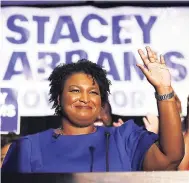  ??  ?? Democratic candidate for Georgia governor Stacey Abrams