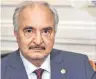  ?? FOTO: AFP ?? Ohne Chalifa Haftar wird eine Einigung im Libyen-Konflikt nicht möglich sein.