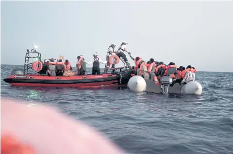  ?? EPA ?? A total of 629 migrants were rescued and taken to the ‘Aquarius’ boat, chartered by NGOs SOS Méditerran­ée and Medecins Sans Frontieres.