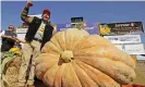  ?? Photograph: Ben Margot/AP ?? Urena and his record-breaking pumpkin at the Half Moon Bay pumpkin festival.