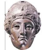  ?? ?? Nola, Italy displays in which the riders would wear these face masks almost as theatre masks and reenact mythologic­al battles AD 100s Cavalry parade mask showing an Amazon. Romans would put on glamorous cavalry