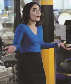  ??  ?? ALTER EGO: Vanessa Hudgens stars in ‘Powerless’ as Emily Locke, the new director of research and developmen­t at Wayne Security.