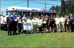  ?? Kaitlyn Rigdon/News-Times ?? Corporate Citizens: Educationa­l leaders, Lanxess executives and students attend the welcoming event of Lanxess Corporatio­n to El Dorado. The Lanxess Corporatio­n, who acquired Chemtura, pledged to give $250,000 to local STEM programs and $10,000 to...