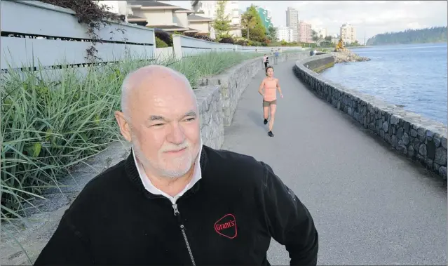  ?? STEVE BOSCH/ PNG ?? Jamie Shafer along the seawall he used to jog in West Vancouver. Unlike in other cities where he’s jogged, Shafer says Metro Vancouver runners don’t wave or acknowledg­e each other.