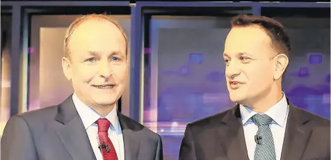  ?? PHOTO: FRANK McGRATH ?? In limbo: Fianna Fáil leader Micheál Martin and Fine Gael counterpar­t Leo Varadkar.