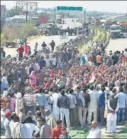  ?? HT FILE ?? ■ Members of the Jat community protesting in February 2016.