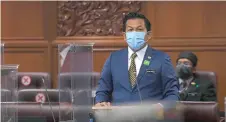  ?? – Bernama photo ?? Mohd Shahar addresses the Senate when tabling the two bills.