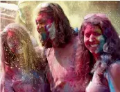  ?? — BIPLAB BANERJEE ?? Girls play holi in New Delhi on Friday.